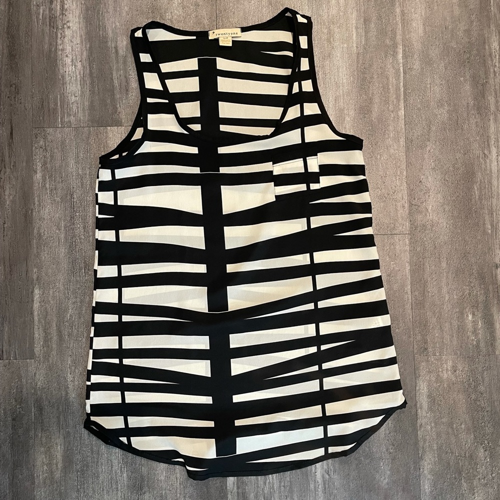 Cream & black multidimensional sleeveless top